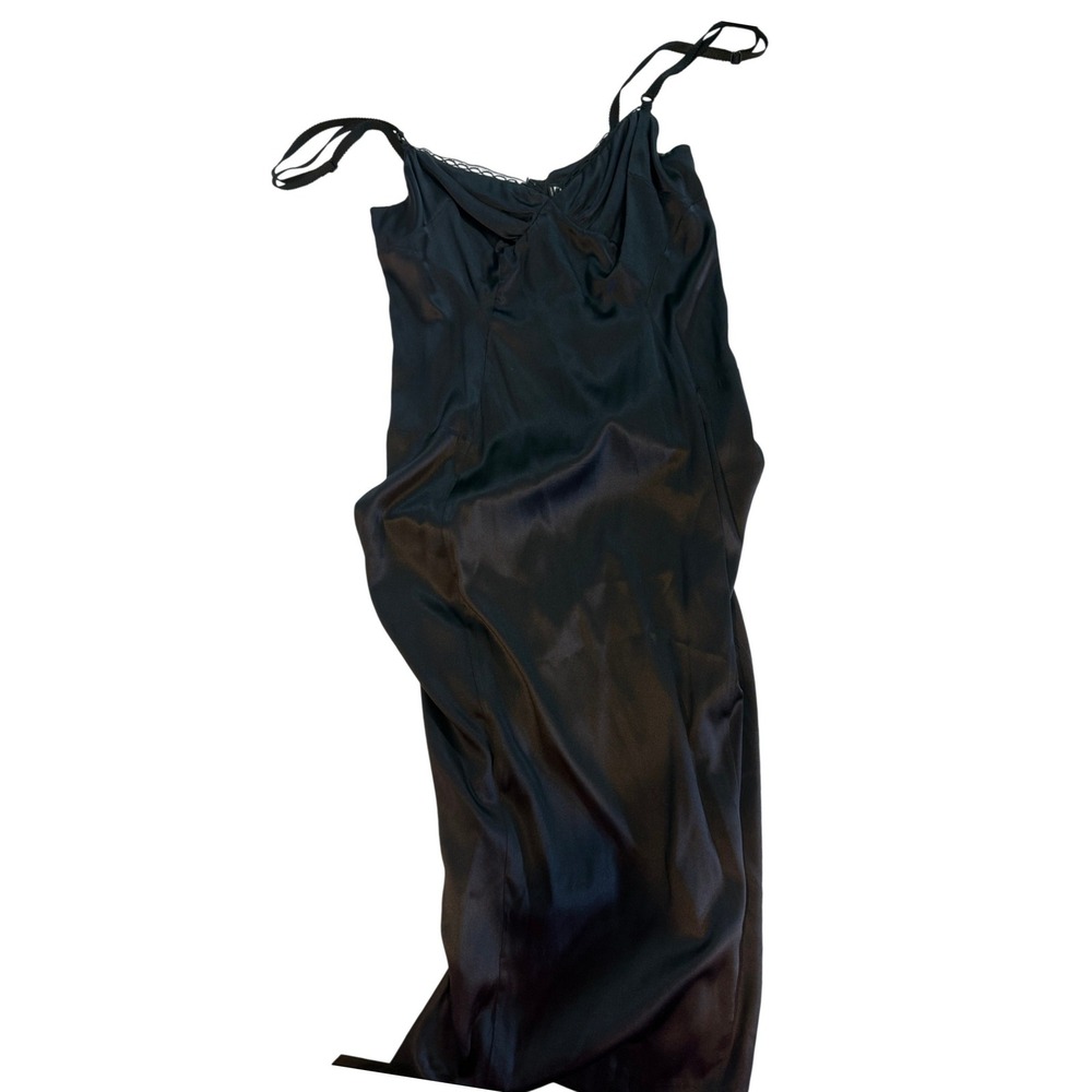 D&G Dolce & Gabbana Vintage Black Satin Slip Dress IT 44 Made in Italy 8